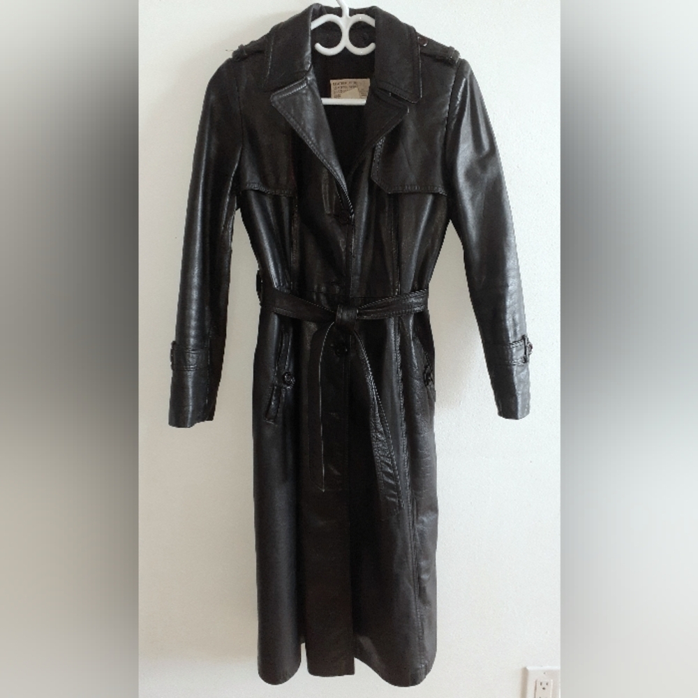 Leather Trench Coat, vintage, Size 11
